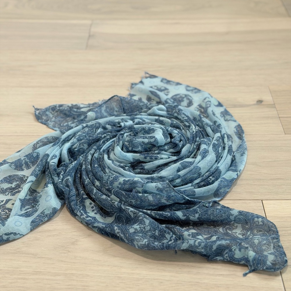 Japanese Brand Blue Paisley Pattern Scarf